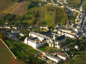 Aerial view of Fontevraud abbey down the road from your language school